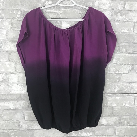 Joie Tops - Joie Purple Ombré Silk Boho Peasant Top